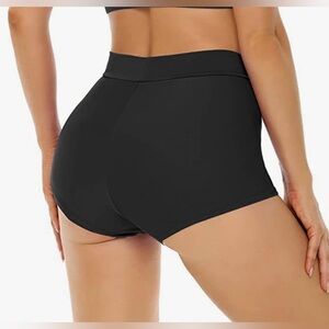 Womens High Wasted Swimsuit Bikini Shorts Size XL Black NWOT